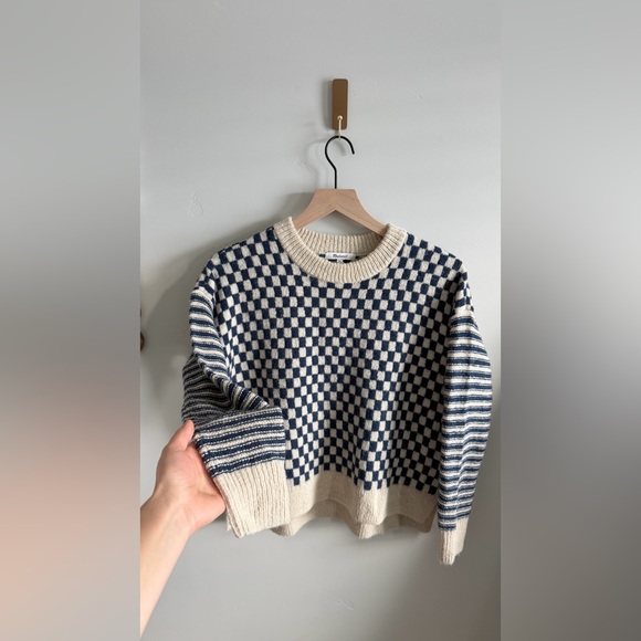 Madewell Crewneck Sweater in Checked Stripe - Picture 6 of 6